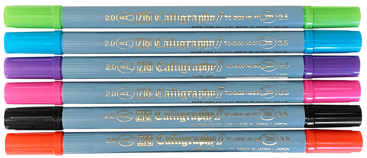 Zig Memory System Calligraphy Dual Tip Markers 6/Pkg.